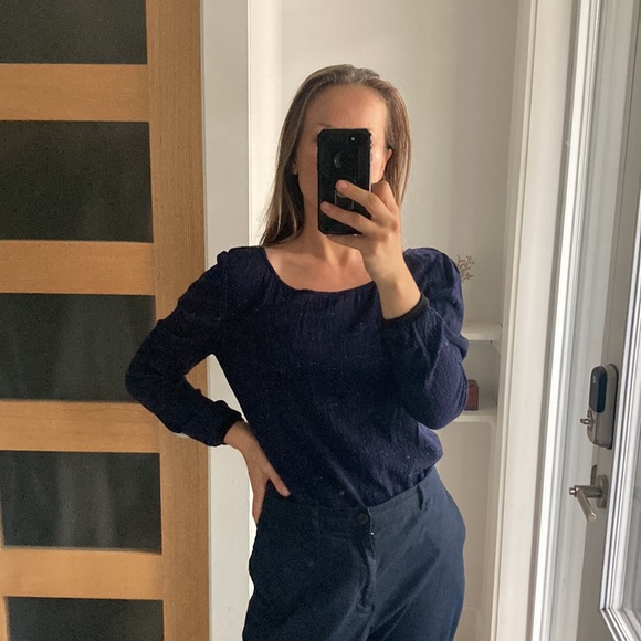 *last call* BA&SH navy tweed blouse - Picture 3 of 10